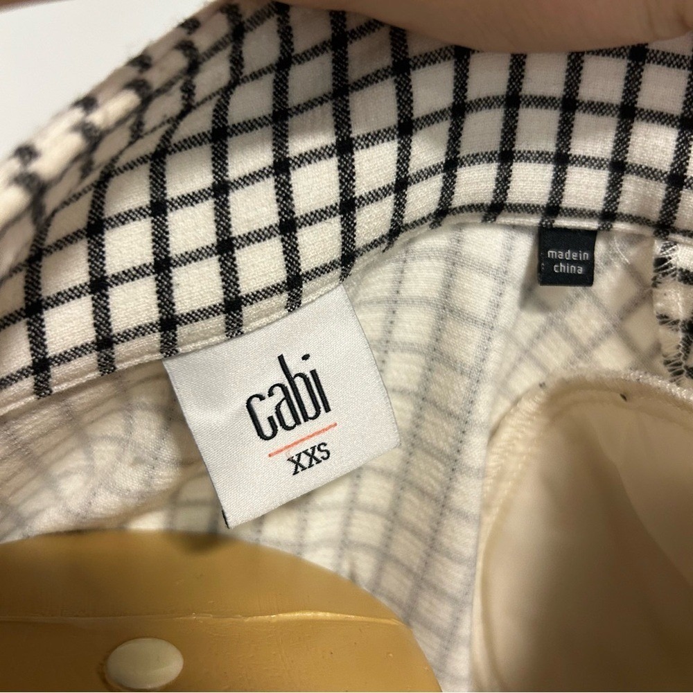 Cabi 3173 Windowpane Check Blazer Jacket Black White XXS Cropped Crest Button - Picture 9 of 10